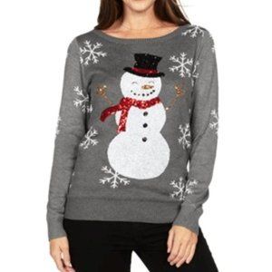 Tipsy Elves Women's Sequined Snow Day Ugly Christmas Sweater